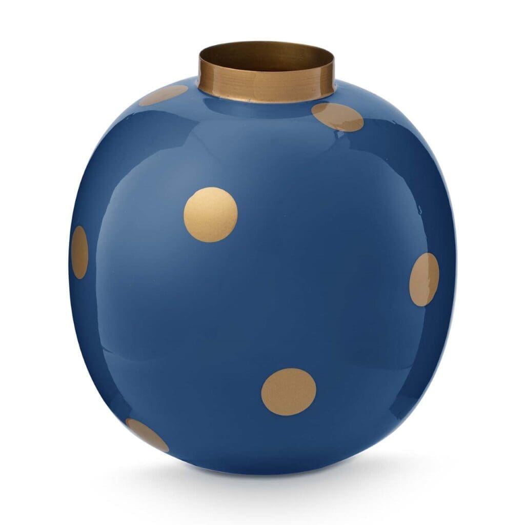 Vase Metal Dots Navy-Gold 23cm /1