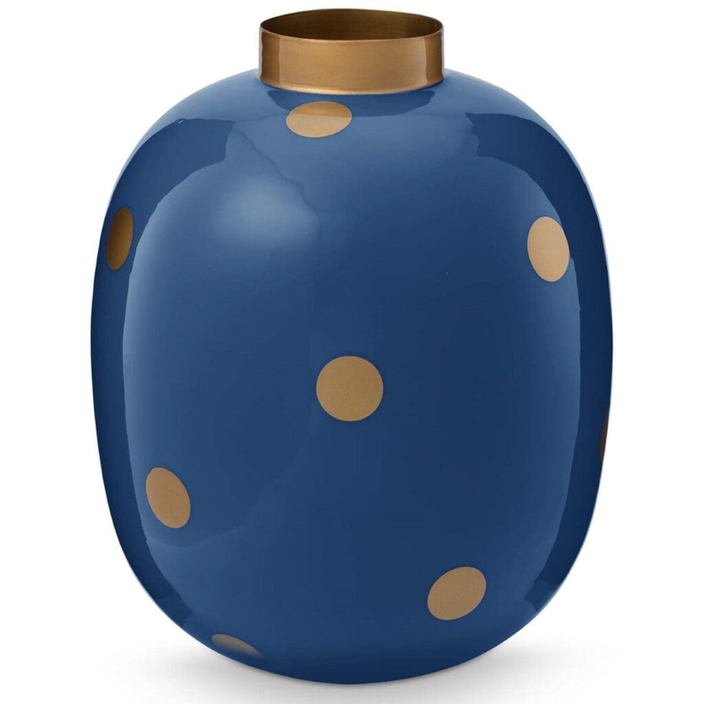 Vase Metal Dots Navy-Gold 32cm /1
