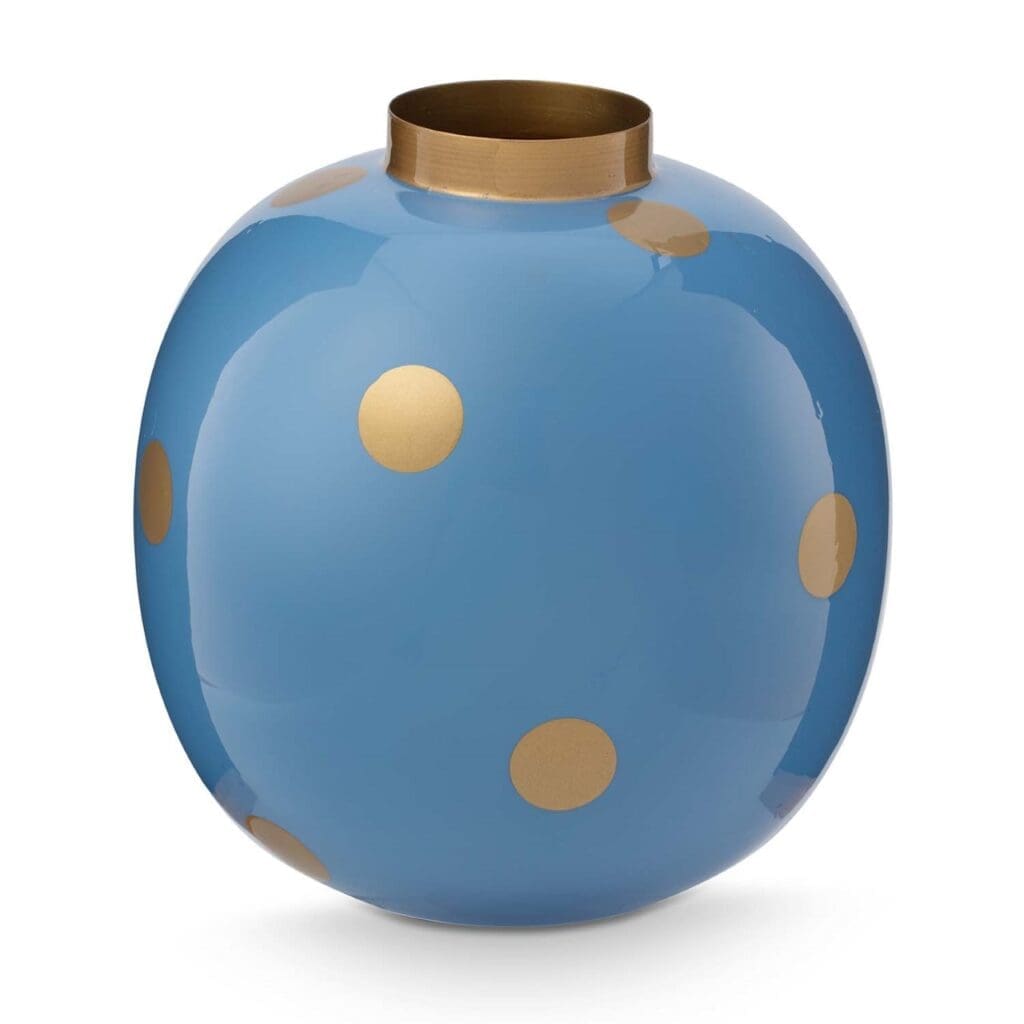 Vase Metal Dots Light Blue-Gold 23cm /1