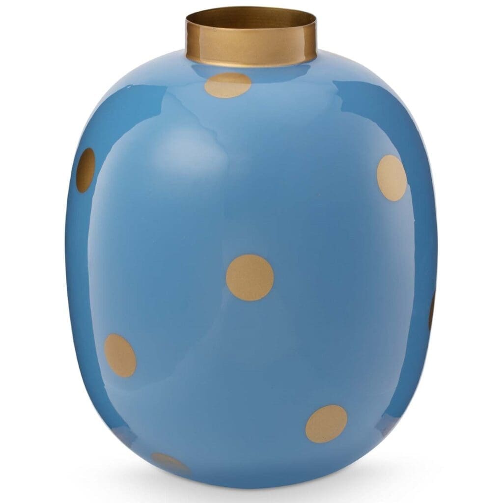 Vase Metal Dots Light Blue-Gold 32cm /1