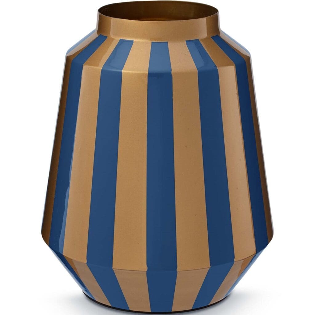 Vase Metal Stripes Navy-Gold 24x29cm /1