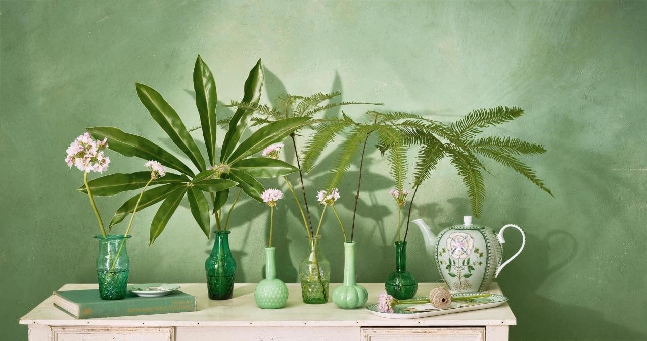 Set/3 Small Vases Glass Soft Green /1 - Afbeelding 9