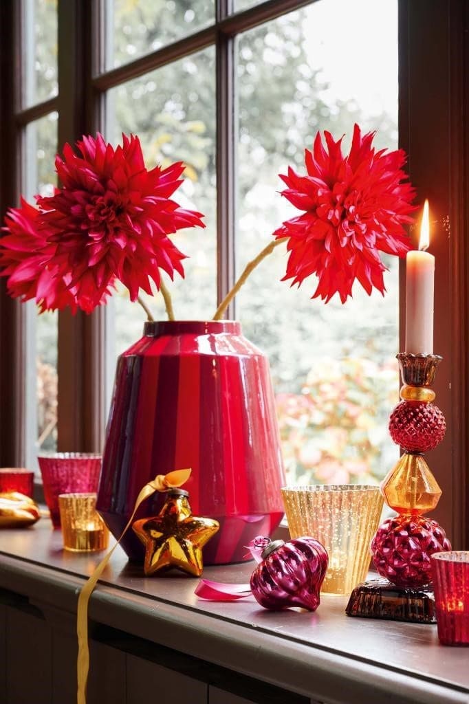 Set/4 Tea Light Candle Holder Glass Red Small 7x7cm /1 - Afbeelding 8
